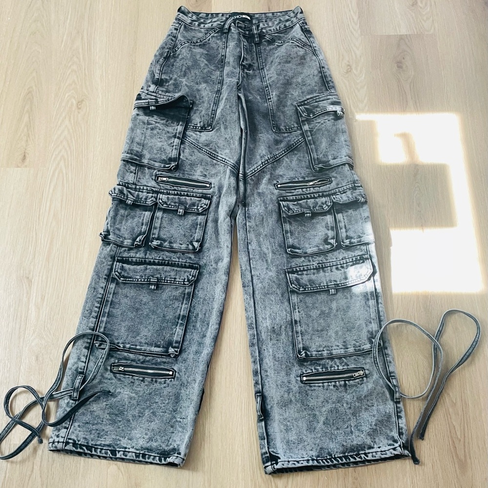 Fashion Nova Gray Wide Leg Jeans